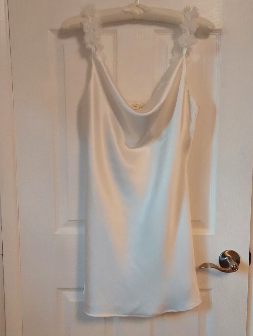 Thirty/Thirty Satin Draped Neck Dress with Flower Straps